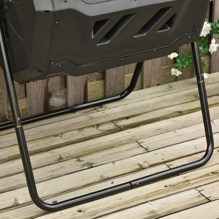 Outsunny Outdoor Dual Chamber 360° Rotating Composter Green