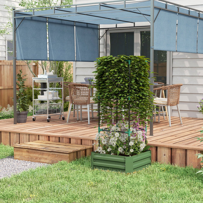 Outsunny Raised Garden Bed, 24\" X 24\" X 11.8\" Outdoor Galvanized Planter Box With 3-tier Trellis Tom