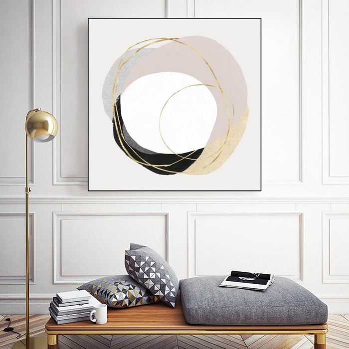 \"Ring Of Gold Ii\" Canvas Framed Black 20x20 Wall Art