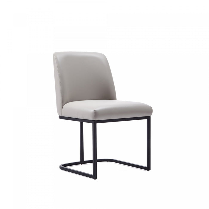 Serena Modern Metal Vegan Leather Dining Chair in Light Gray - Set of 2 