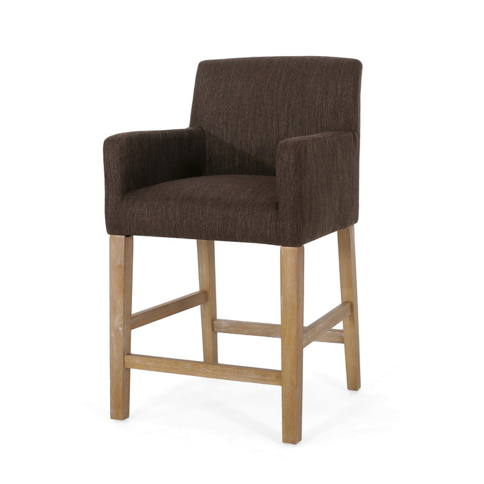 Gabrielle 26\" Seat Height Counter Stool With Upholstered Fabric And Solid Wood Legs - Brown 