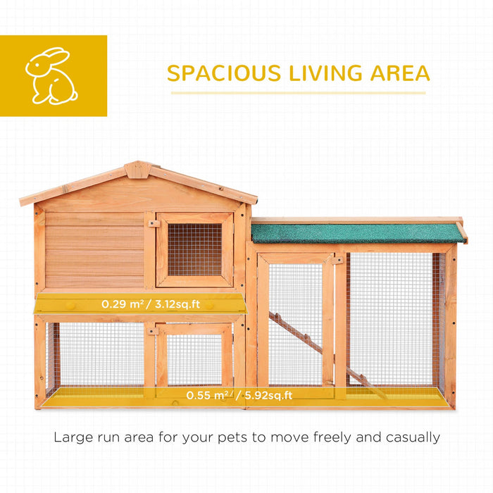 Pawhut Two-level Rabbit Hutch Small Animal House Pet Bunny Cage Home W/ Outdoor Run Water & Uv Resis
