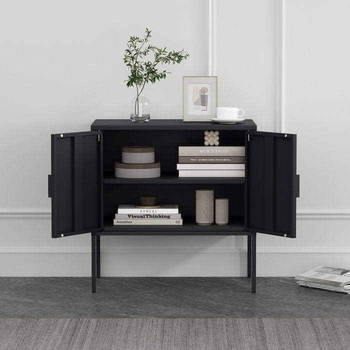 Ava Modern 24\" Metal Accent Cabinet in Black 