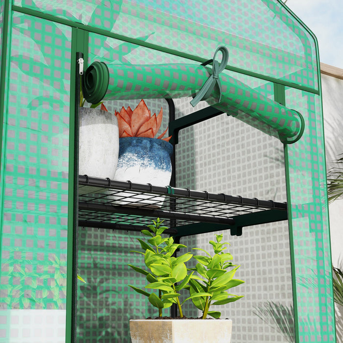 Outsunny Mini Greenhouse Outdoor Flower Stand Pe Cover Portable 27\" X 19\"