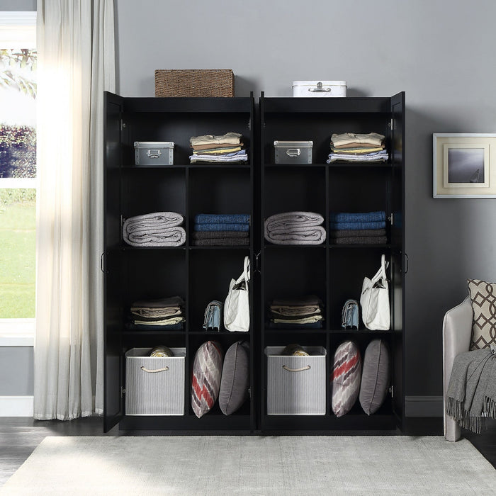 Hopkins Modern 30\" Storage Cabinet in Black (7-Shelf) - Set of 2 Armoire 