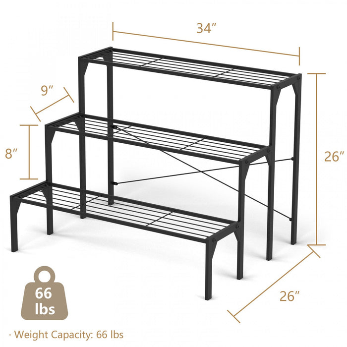 Costway 3 Tier Shelf Flower Plant Display Stand Rack Large Metal Heavy Duty