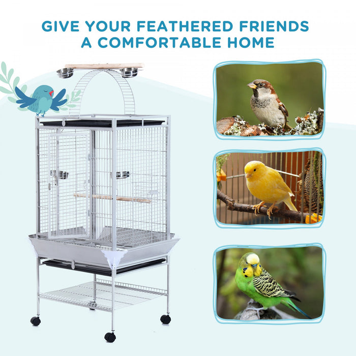 Pawhut 63.5\" Bird Cage For Cockatiels, Conure, African Greys, Porcupines, Indian Ringnecks, Parrot C
