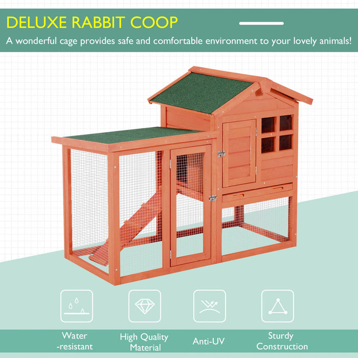 Pawhut 48” X 24\" X 36\" Deluxe Waterproof Rabbit Hutch Wooden Bunny Cage Small Animal House With Ladd