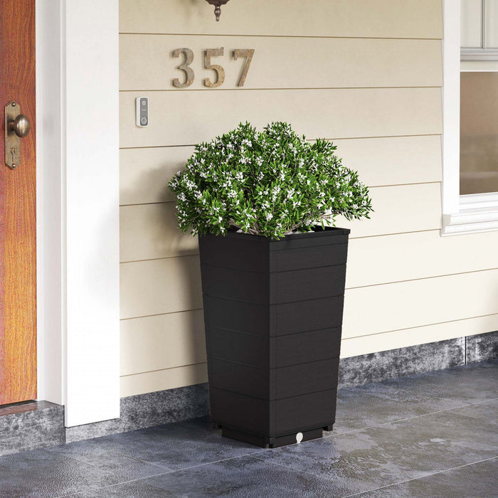 Costway 23" Tall Planter Set Of 2 For Indoor/ Outdoor Use Large Self-watering Plant Pot Black