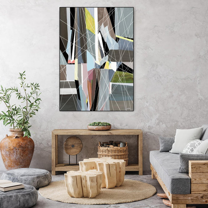 \"Oceanrain\" Canvas Framed Black 24x32 Wall Art
