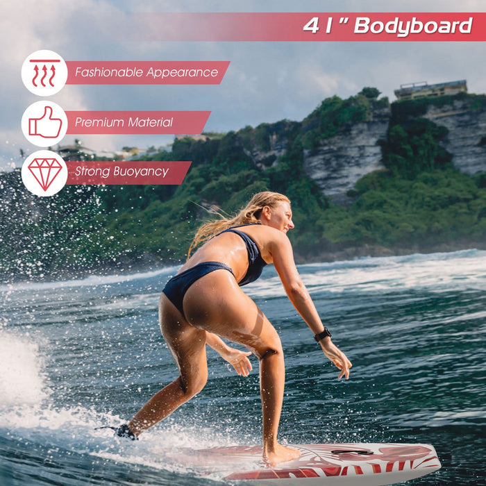 Costway 41" Bodyboard Lightweight Surfboard W/wrist Leash Fin Eps Core For Kids & Adults