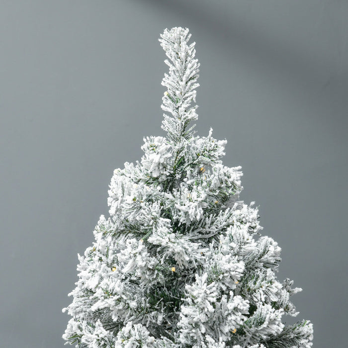Homcom 7.5ft Snow Flocked Artificial Christmas Tree With Lights