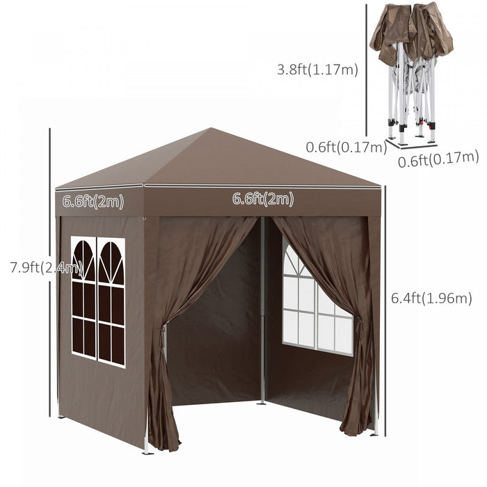 Outsunny 6.6'x6.6' Pop Up Gazebo Canopy Tent With Sidewalls, Instant Sun Shelter, With Carry Bag, Fo