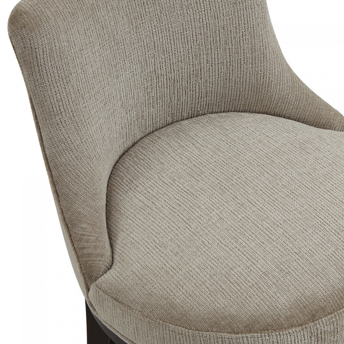Lucia Modern Wood Chenille Counter Stool in Taupe Bar Stool 