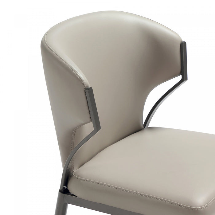Kirsten Modern Metal Vegan Leather Dining Chair in Light Gray - Set of 2 