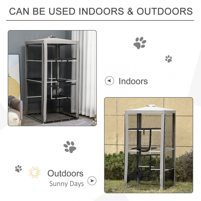 Pawhut Large Catio Outdoor Cat Enclosure Cat House Indoor Kitten Cage Pet Kennel With 3 Platforms, Z