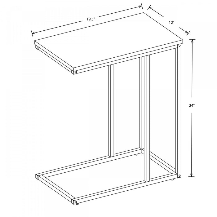 19” C-Shaped Reclaimed Wood End Table With Metal Frame 