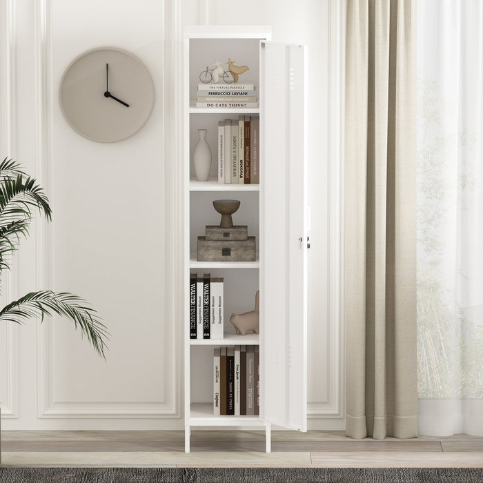 Naomi Modern 15\" Metal Storage Cabinet in White Armoire 