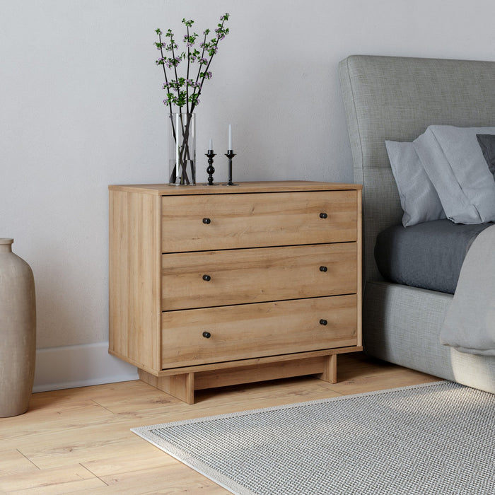Prepac Finnley 3-Drawer Nightstand - Natural Oak