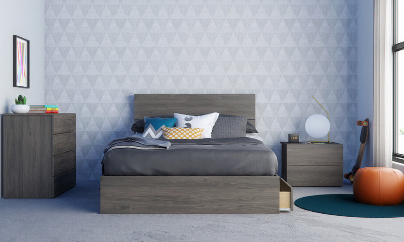 Nordika Full Platform Bed - Bark Grey 