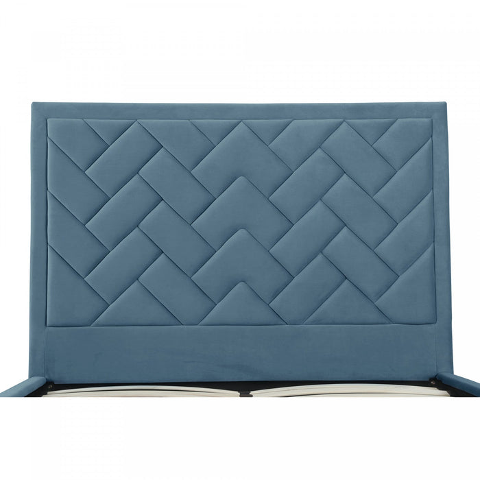 Crosby Modern Upholstered Velvet Queen Bed in Blue 
