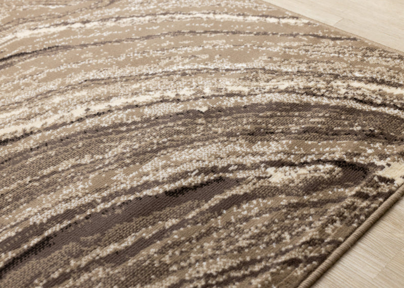Forte Brown Cream Soothing Waves Area Rug - 5'3\" x 7'5\"
