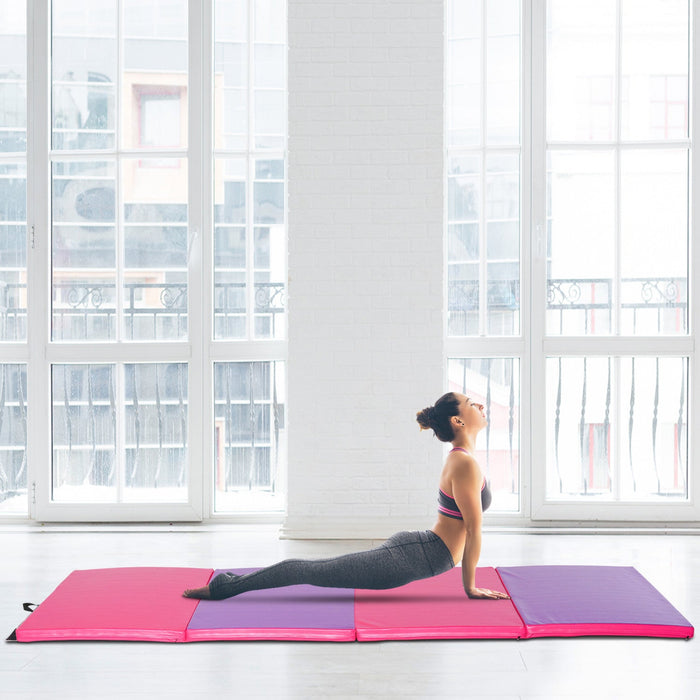 Soozier 4'x10'x2'' Folding Gymnastics Tumbling Mat, Exercise Mat With Carrying Handles For Yoga, Mma