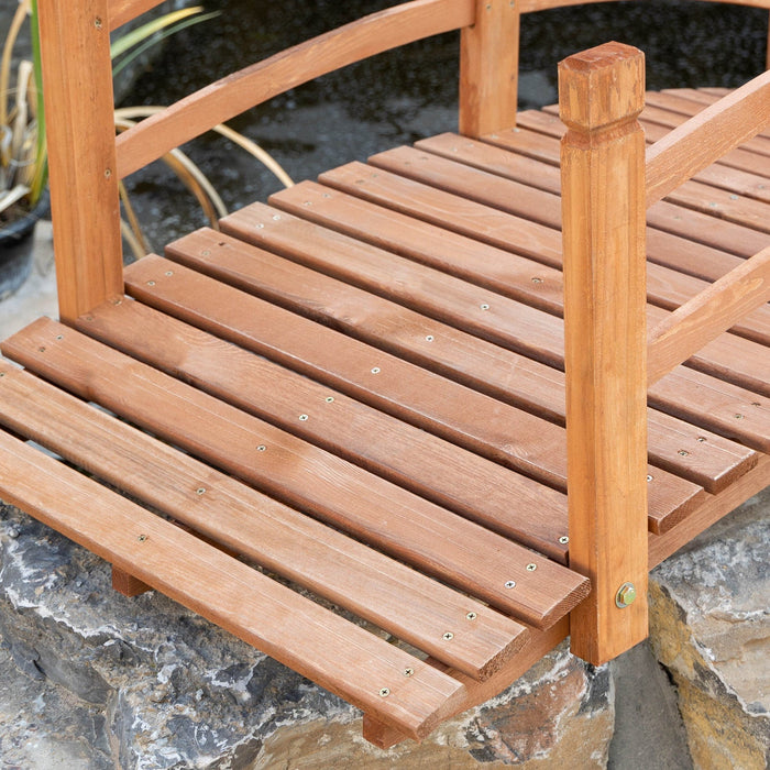Outsunny 6ft Wooden Garden Bridge Classic Arc Footbridge With Guardrails For Stream Pond Walkway, Or