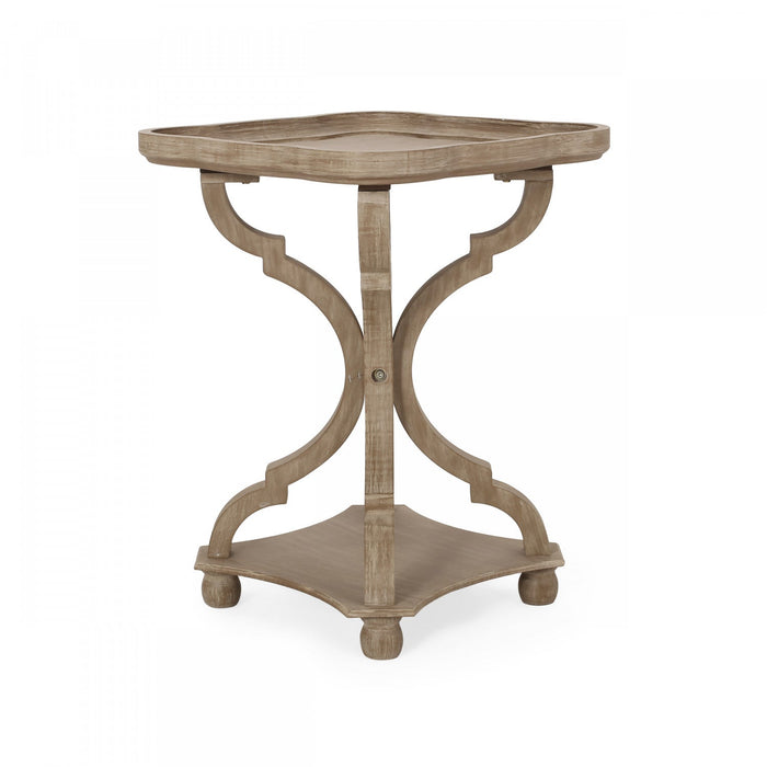 Jason Traditional Square Side Table With Shelf, Driftwood 