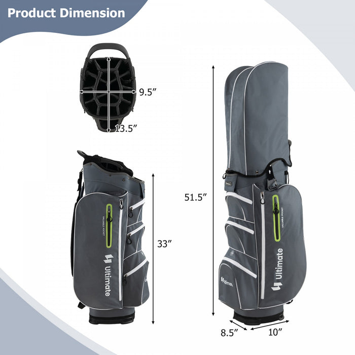 Costway Lightweight Golf Cart Bag With 15 Way Top Divider Individual Putter Well Cooler Bag Green