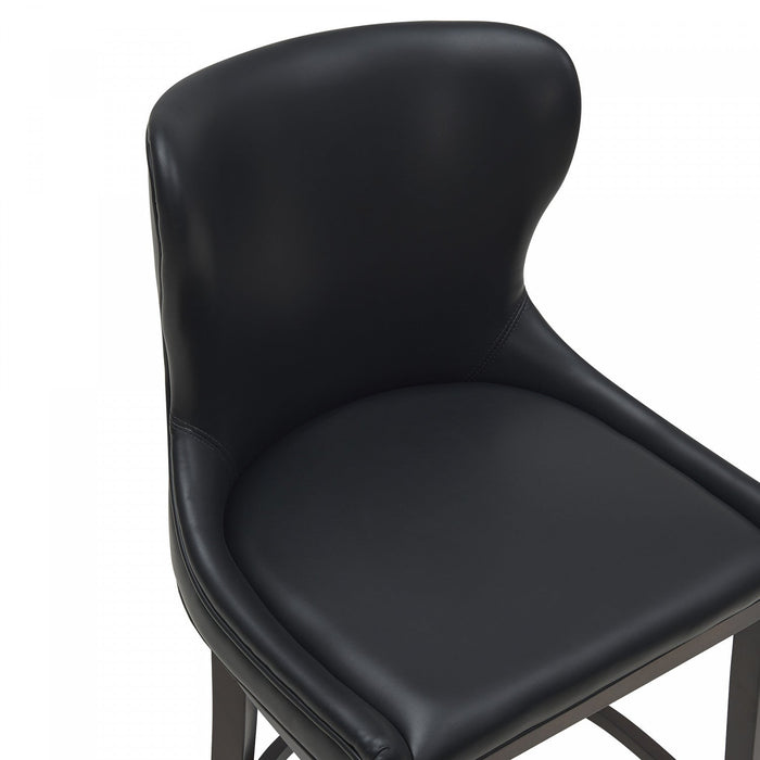 Blair Modern Wood Upholstered Barstool in Black 