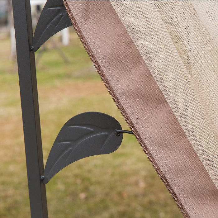 Outsunny 10'x10' Gazebo Canopy Outdoor Patio Sun Shelter Uv Protect W/ 2-tier Polyester Roof Curtain