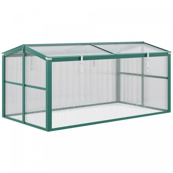 Outsunny Aluminium Cold Frame Greenhouse Garden Portable Raised Planter With Openable Top For Indoor