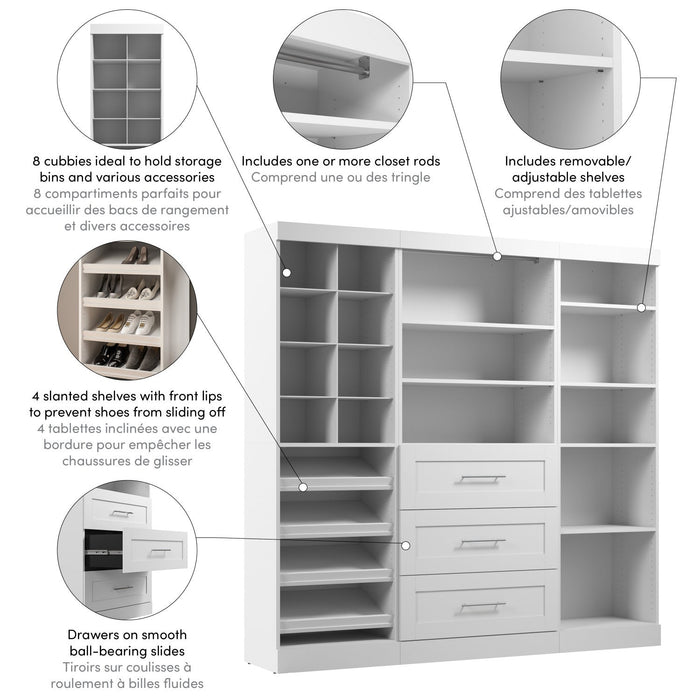 Bestar Pur 86 W Closet Organizer System - White