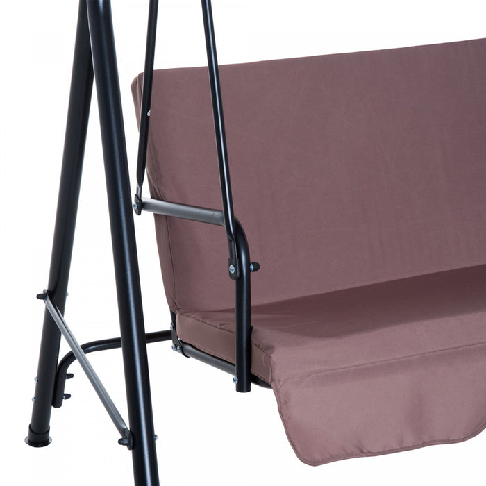 Outsunny 3-seat Patio Swing Chair, Outdoor Porch Swing Glider With Adjustable Canopy, Removable Cush