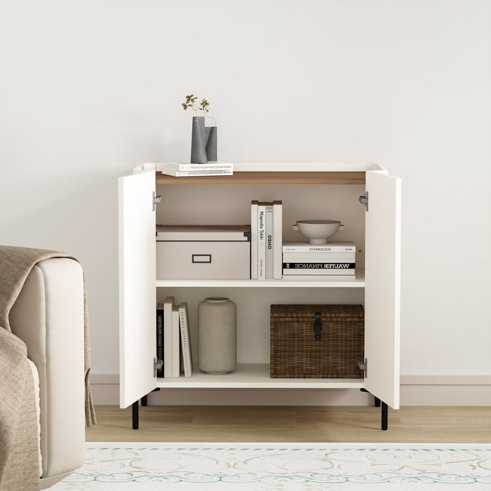 Abbey Modern 32\" Accent Cabinet in Maple and Off White 