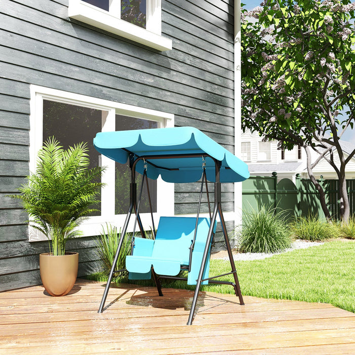 Outsunny 1-seat Patio Swing Chair With Adjustable Canopy And Cushions