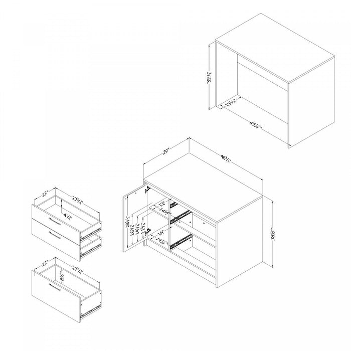 Myro Kitchen Island With Door And Drawers - Faux White Marble And White 