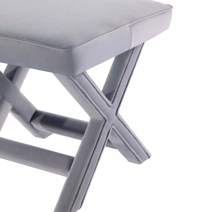 Abigail Mid-Century Modern Upholstered Velvet Accent Bench in Gray 