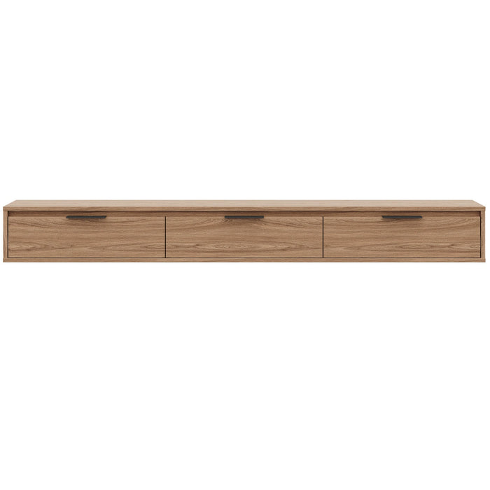 Nordika Slim 72\" Wall-Mounted TV Stand with 3 Storage Cabinets - Light Walnut 