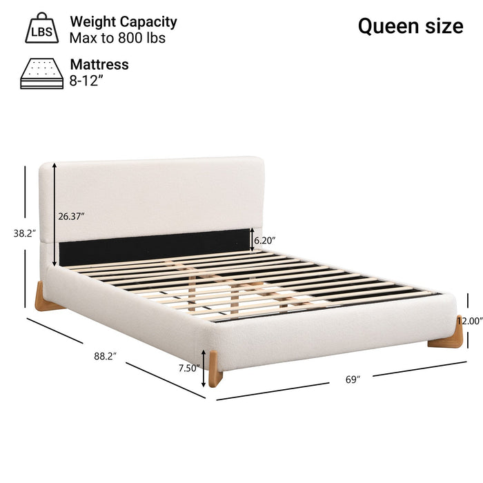Olivia Elegant Comfortable Upholstered Bed,Queen Size,White Queen Bed  