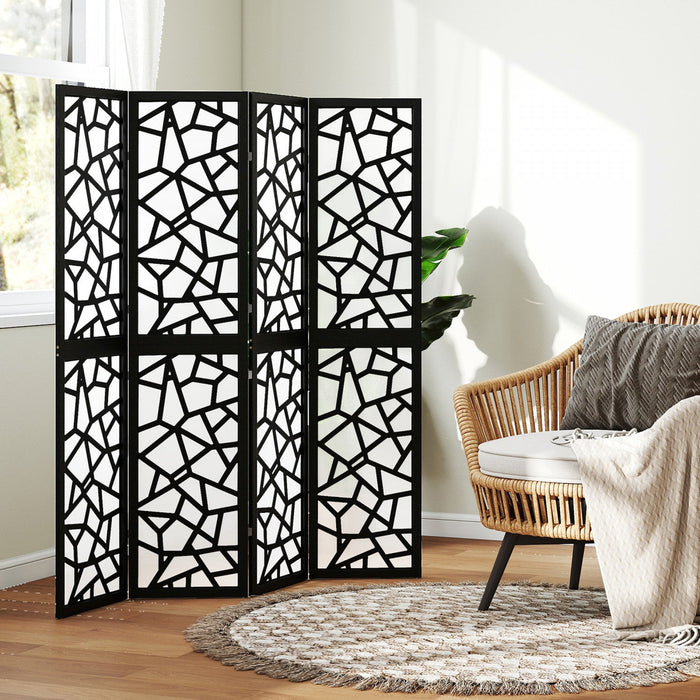 HOMCOM 4 Panel Room Divider, 5.6 FT Lightweight Privacy Screen, Black