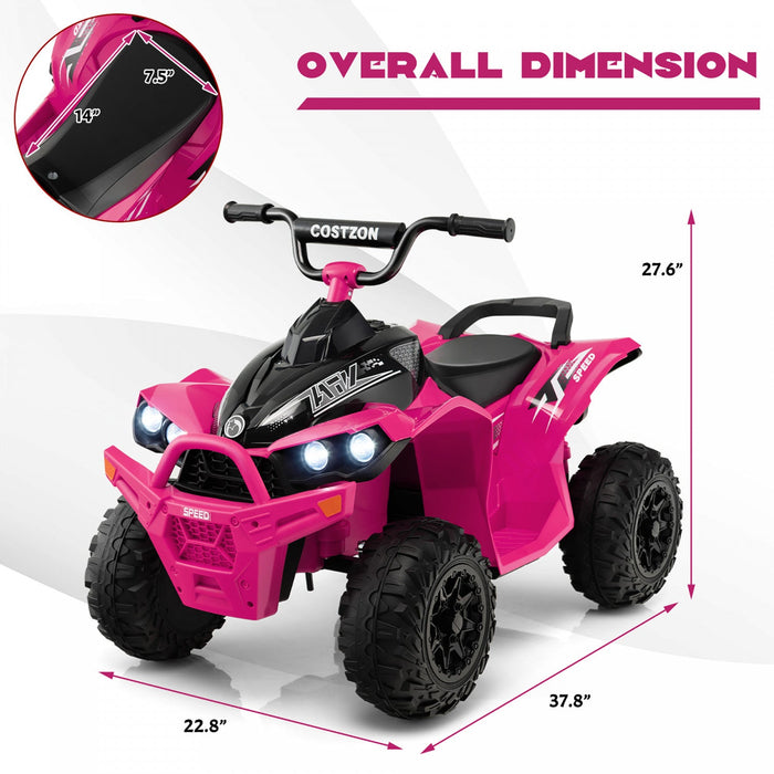 Costway 12v Battery Powered Kids Ride On Atv Electric 4-wheeler Quad Car With Mp3 & Light