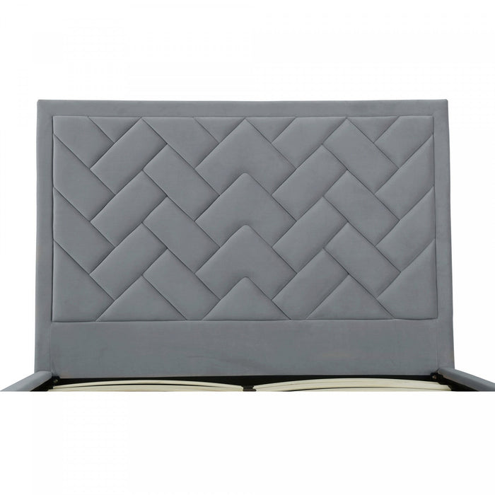 Crosby Modern Upholstered Velvet Queen Bed in Gray 