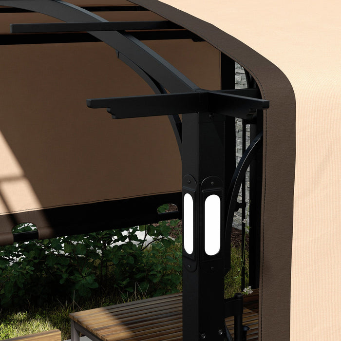 Outsunny 9.5' X 11' Outdoor Pergola With Retractable Canopy And LED Lights