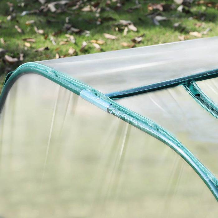 Outsunny 13' X 3' X 2.5' Portable Mini Tunnel Greenhouse With 4 Zipped Doors, Portable Small Green H
