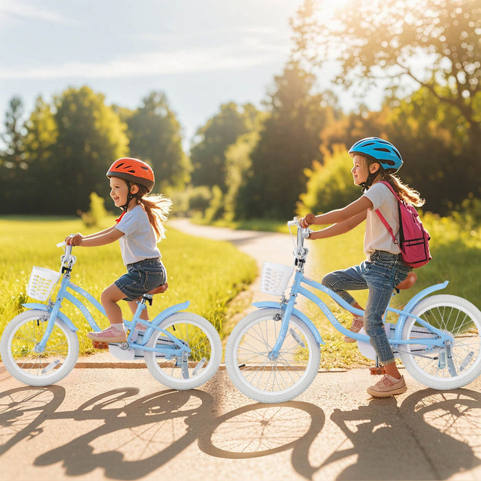 Costway 18" Kids Bike Toddler Bicycle With Training Wheel Kickstand For 4-8 Years Blue