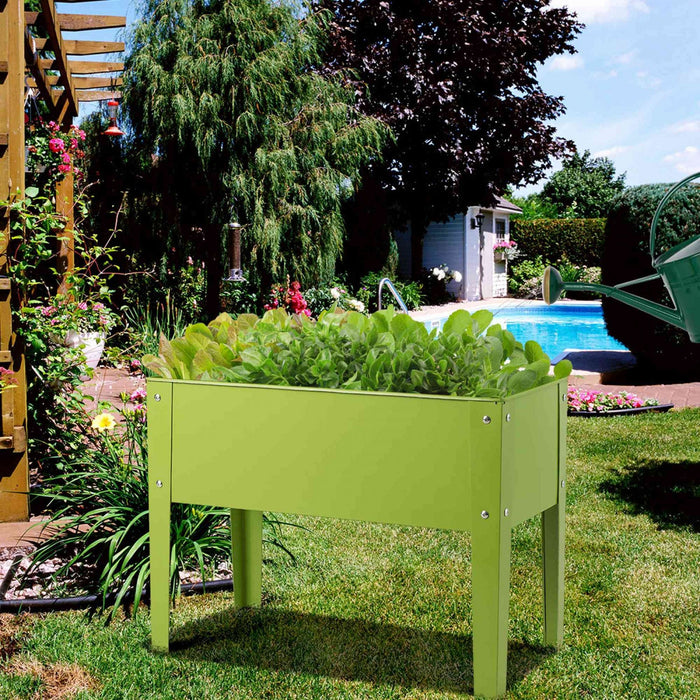 Costway 24" X11" Outdoor Elevated Garden Plant Stand Raised Tall Flower Bed Box