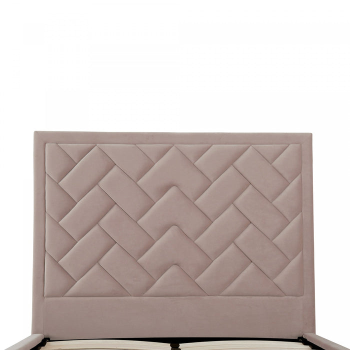 Crosby Modern Upholstered Velvet Full Bed in Blush 