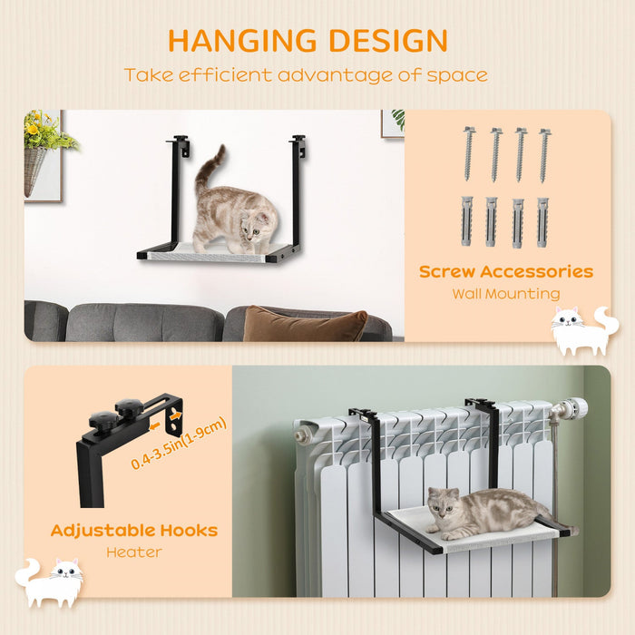 Pawhut Wall Mounted Cat Shelf, Kitten Perch, Kitty Furniture With Breathable Mesh Mat For Relaxing, 